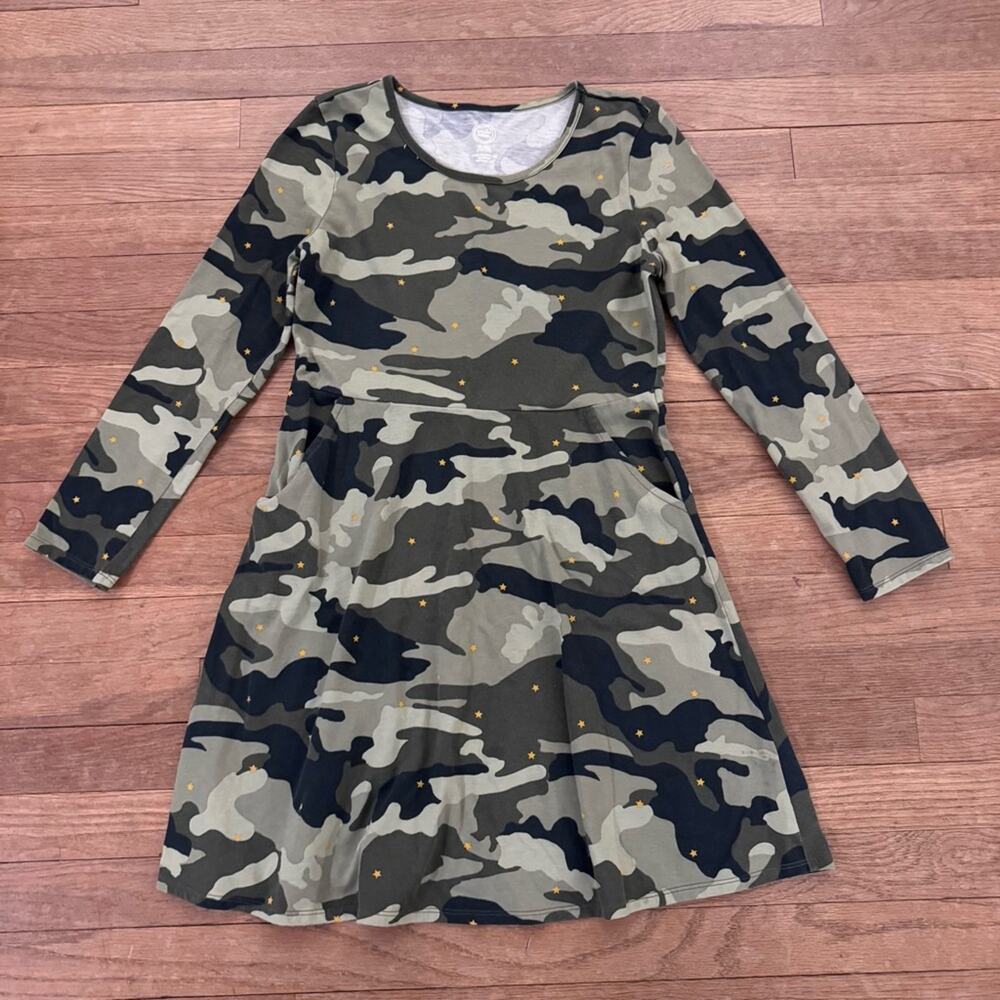 Wonder Nation girls green camo knee length a-line slip on dress size XL
b58